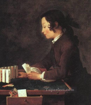Jean Baptiste Simeon Chardin Painting - The House of Cards 1740 Jean Baptiste Simeon Chardin
